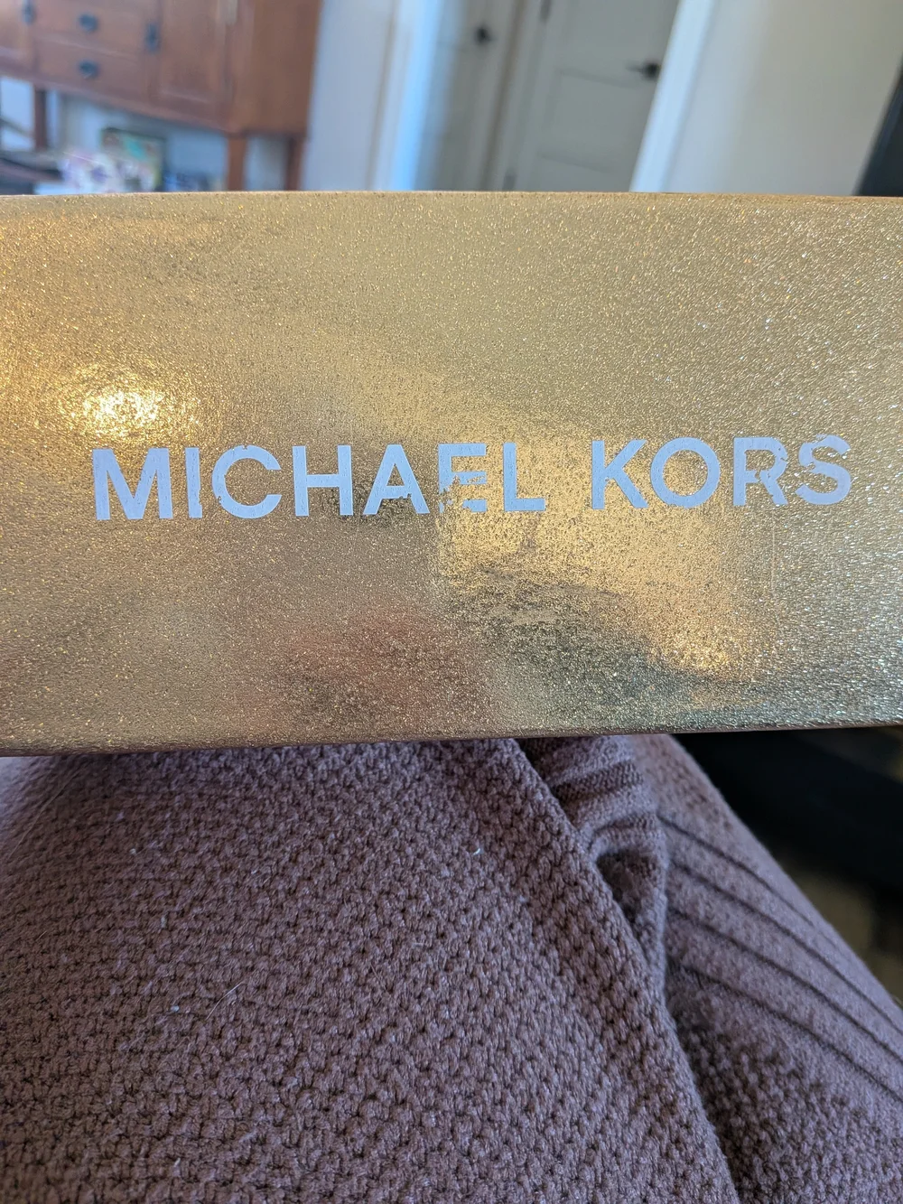 NIB Michael Kors Women's White Leather MK Logo Belt - Gold Buckle - Picture 10 of 12
